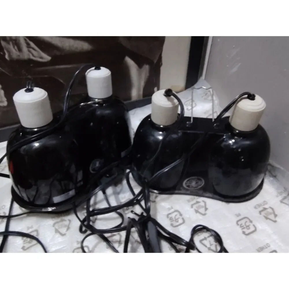 (Only One Red Bulb INCLUDED) Two Zoo Med Combo Deep Dome Dual Lamp Fixture
